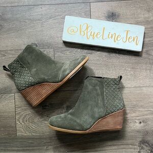 Toms Clare Suede Wedge Booties NWT